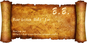 Baricsa Béla névjegykártya