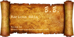 Baricsa Béla névjegykártya